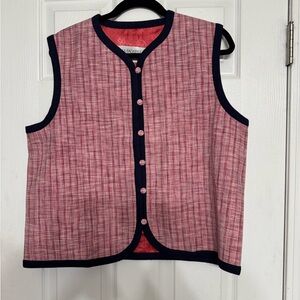 Bagatelle Red with Navy Trim Sysser Vintage Cotton and Silk Vest L